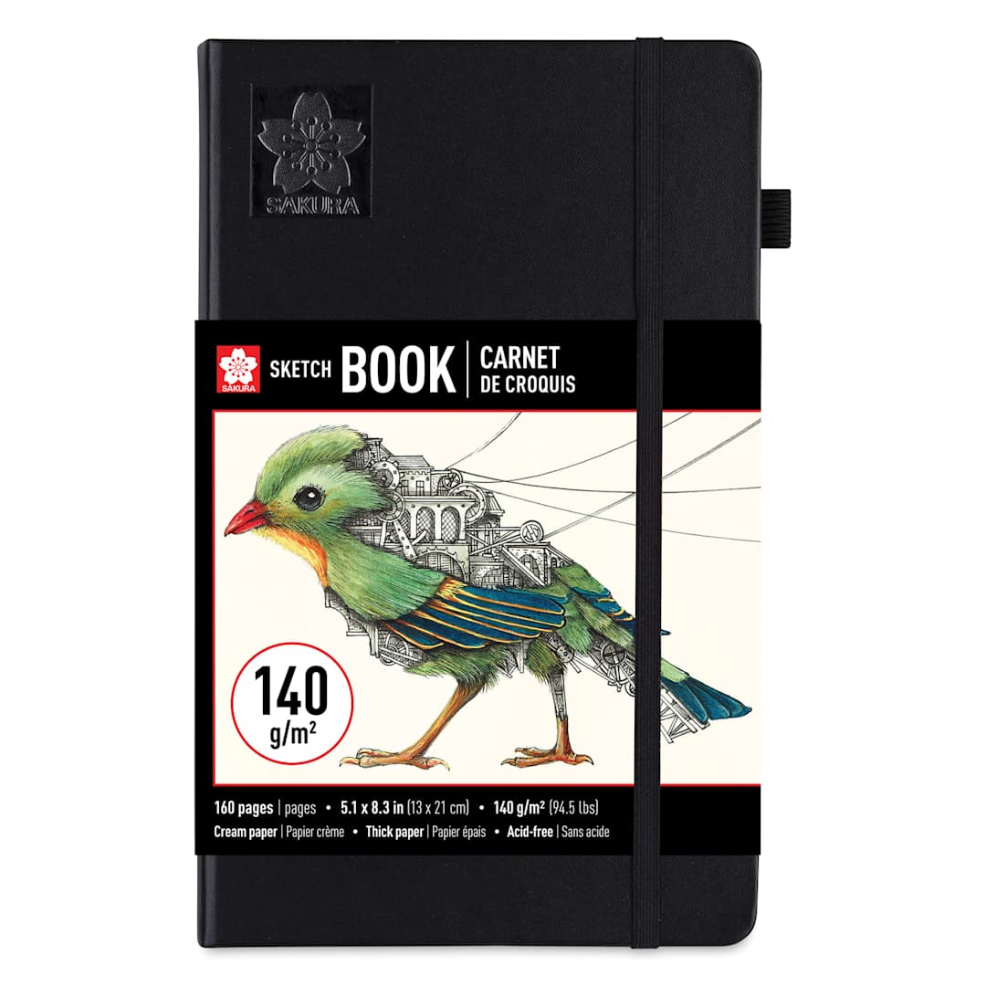 Open in modal - Sakura Hardcover Sketchbook - Black, 5.1" x 8.3", Blank