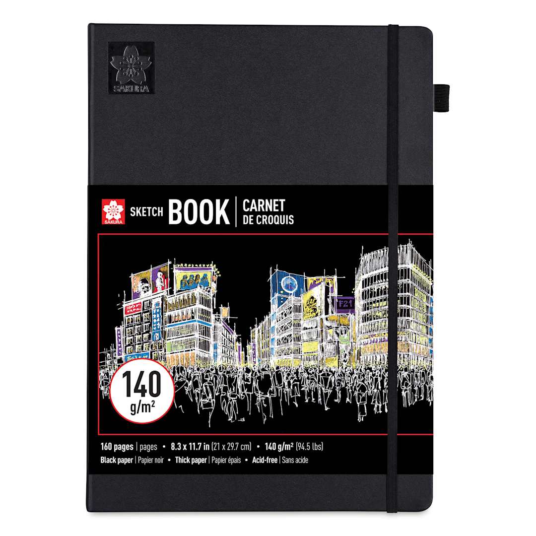 Open in modal - Sakura Black Paper Hardcover Sketchbook - Black, 8.3" x 11.7", Blank