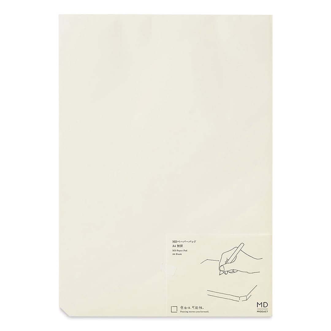 Open in modal - Midori MD Paper Pad - A4, Blank, White, 90 Sheets, front