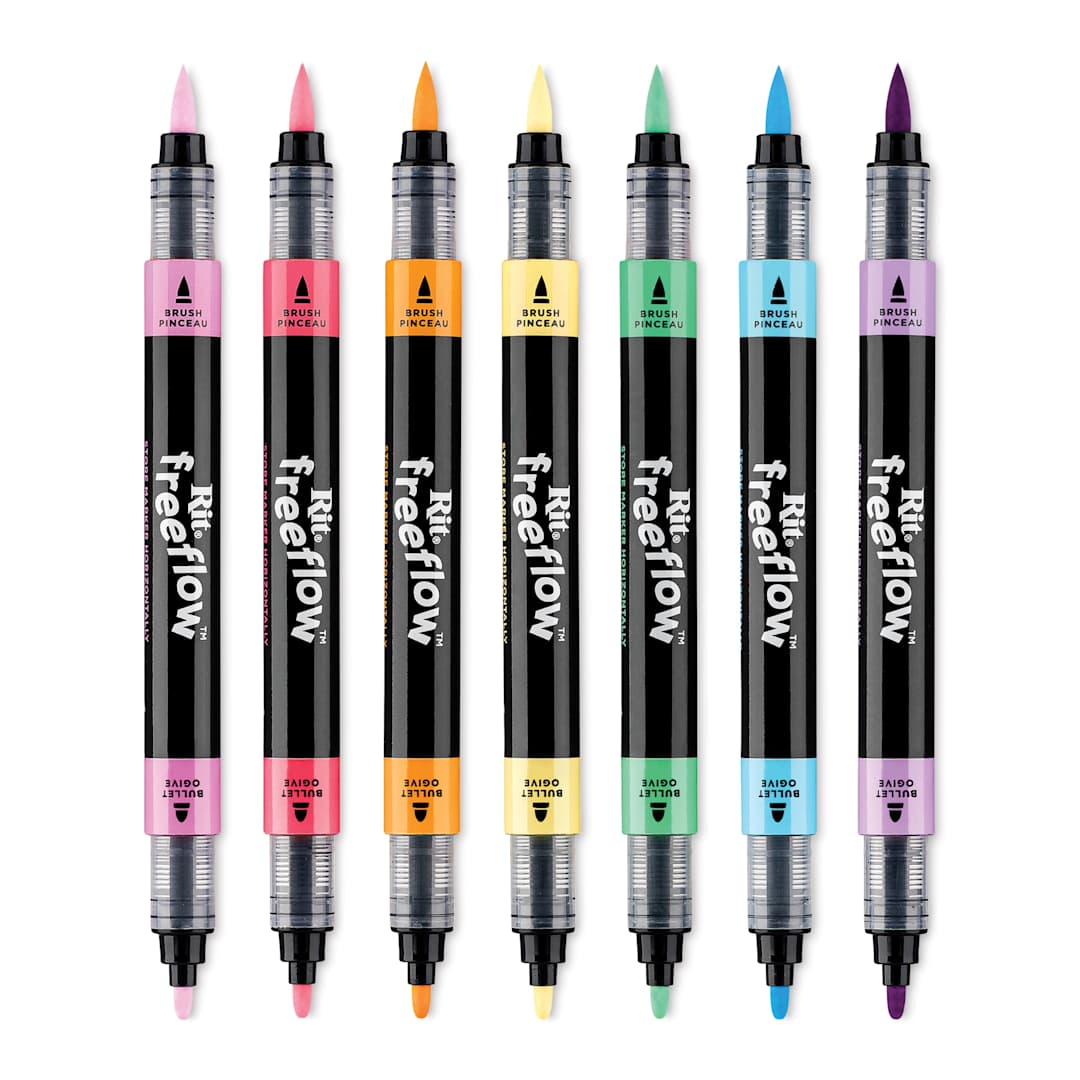 Open in modal - Rit FreeFlow Dual-Tip Multi-Surface Paint Marker Sets - Set of 7, Jellied Brights, out of packaging