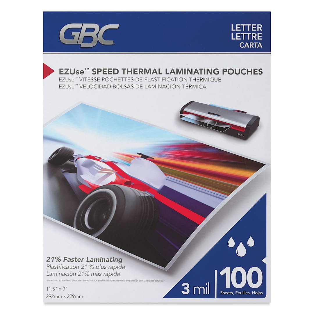 Open in modal - GBC EZUse Speed Thermal Laminating Pouches - Pkg of 100, 3ml front of packaging