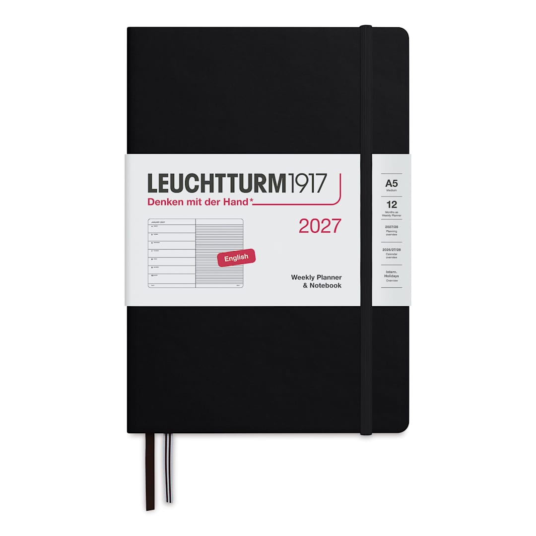 Open in modal - Leuchtturm1917 Weekly Planner & Notebook 2027 - 5-3/4" x 8-1/4", Black