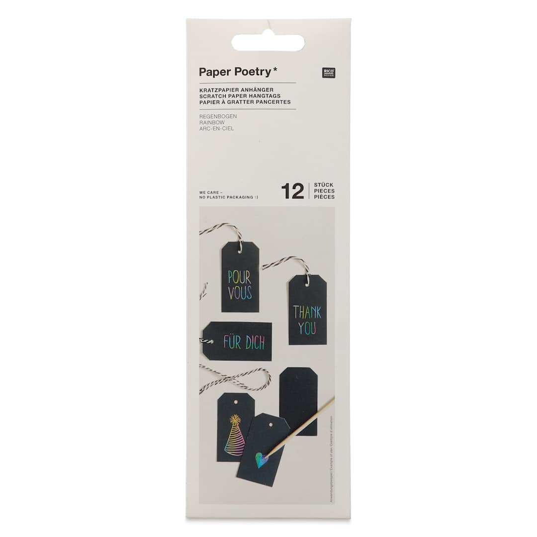 Open in modal - Rico Design Paper Poetry Scratch Paper Hangtags - Set of 12 - front of packaging