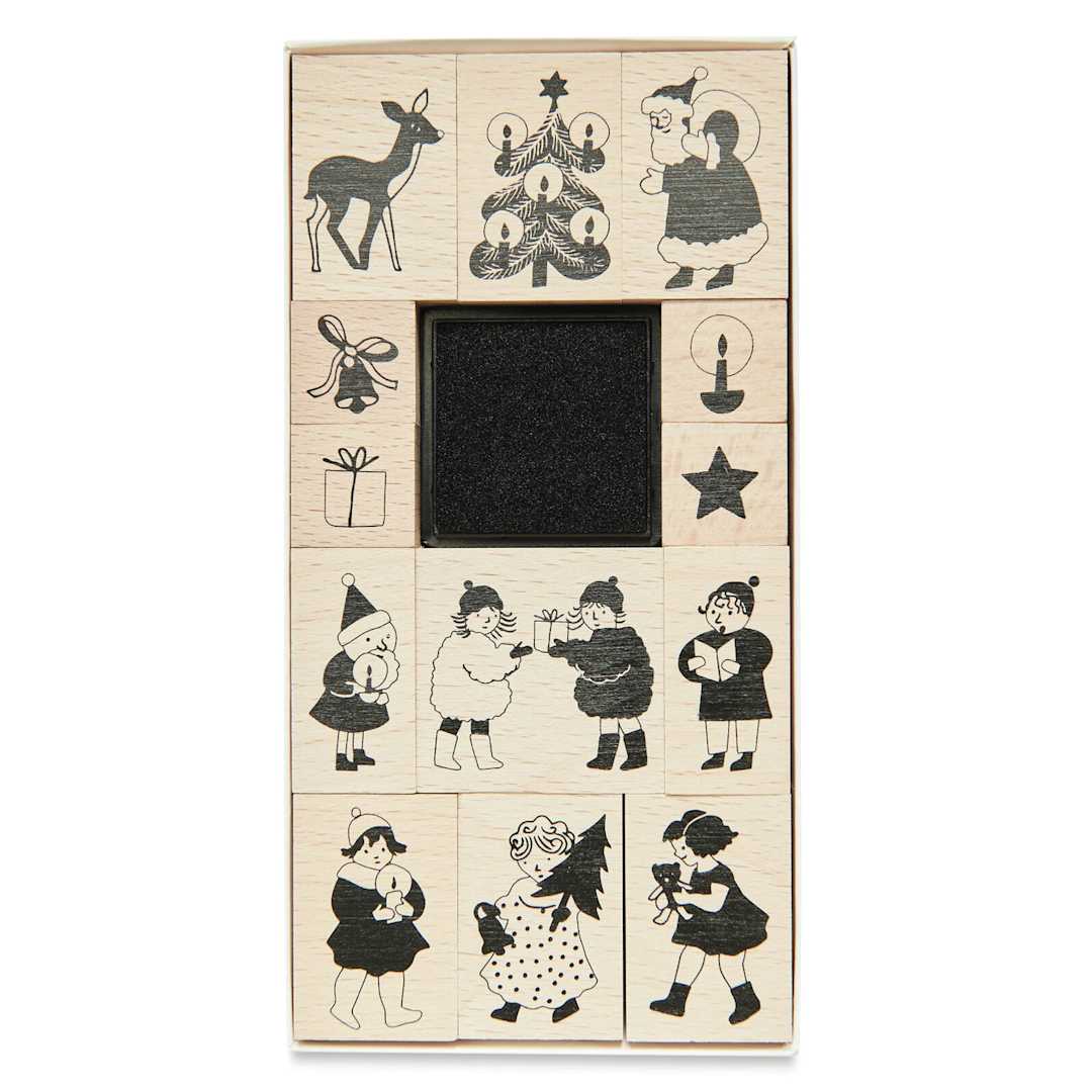 Open in modal - Rico Design Paper Poetry Stamp Set - Set of 13, Holiday Children front of packaging