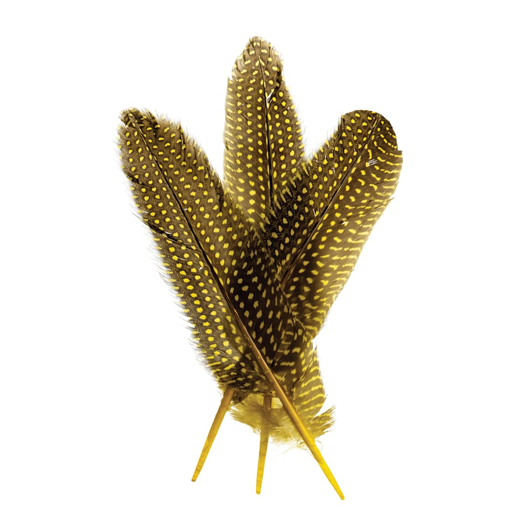 Open in modal - John Bead Guinea Fowl Quill Feathers - Yellow