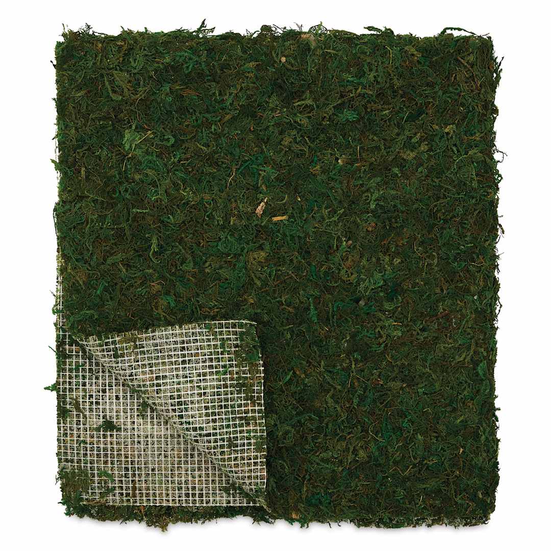 Open in modal - SuperMoss Instant Green Moss Mat - lifted corner showing backing