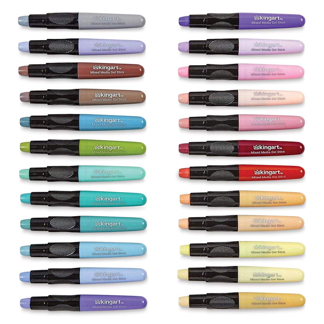 Open in modal - Kingart Mixed Media Gel Sticks - Set of 24, Pastel Colors 