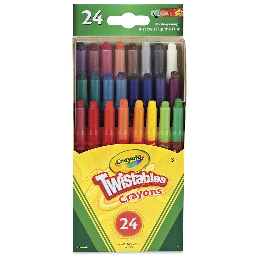 Open in modal - Crayola Twistable Mini Crayon Set - Set of 24, Assorted, front of packaging