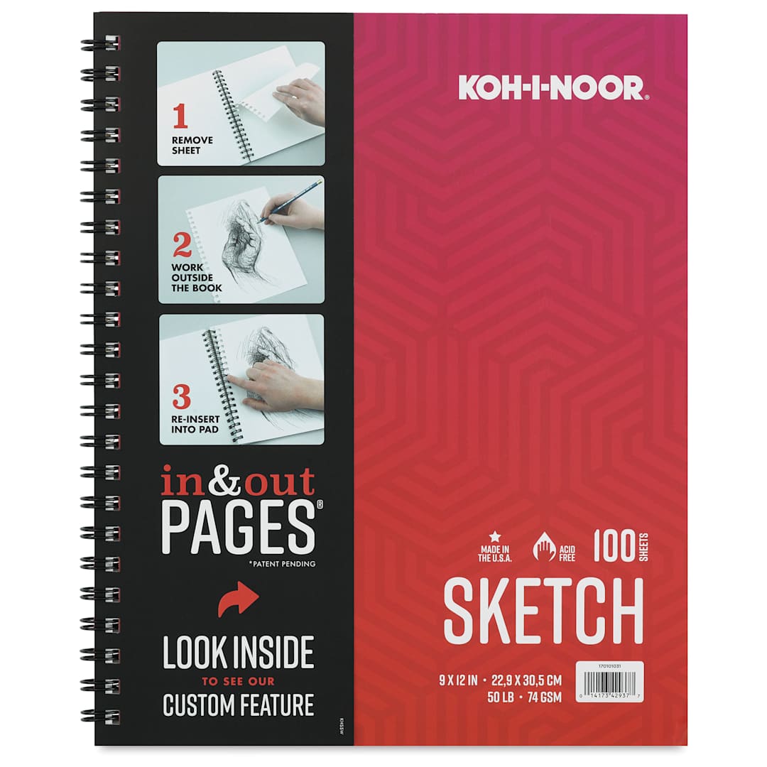 Open in modal - Koh-I-Noor Sketch Pad - 9" x 12", Wirebound, 100 Sheets, cover with In and out Pages label