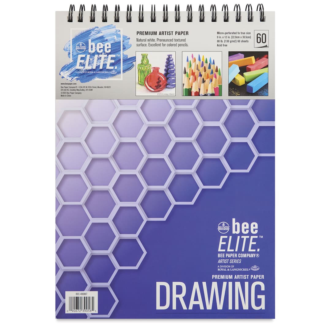 Open in modal - Bee Elite Drawing Pad - 9" x 12", 70 lb, Spiral Bound, front cover