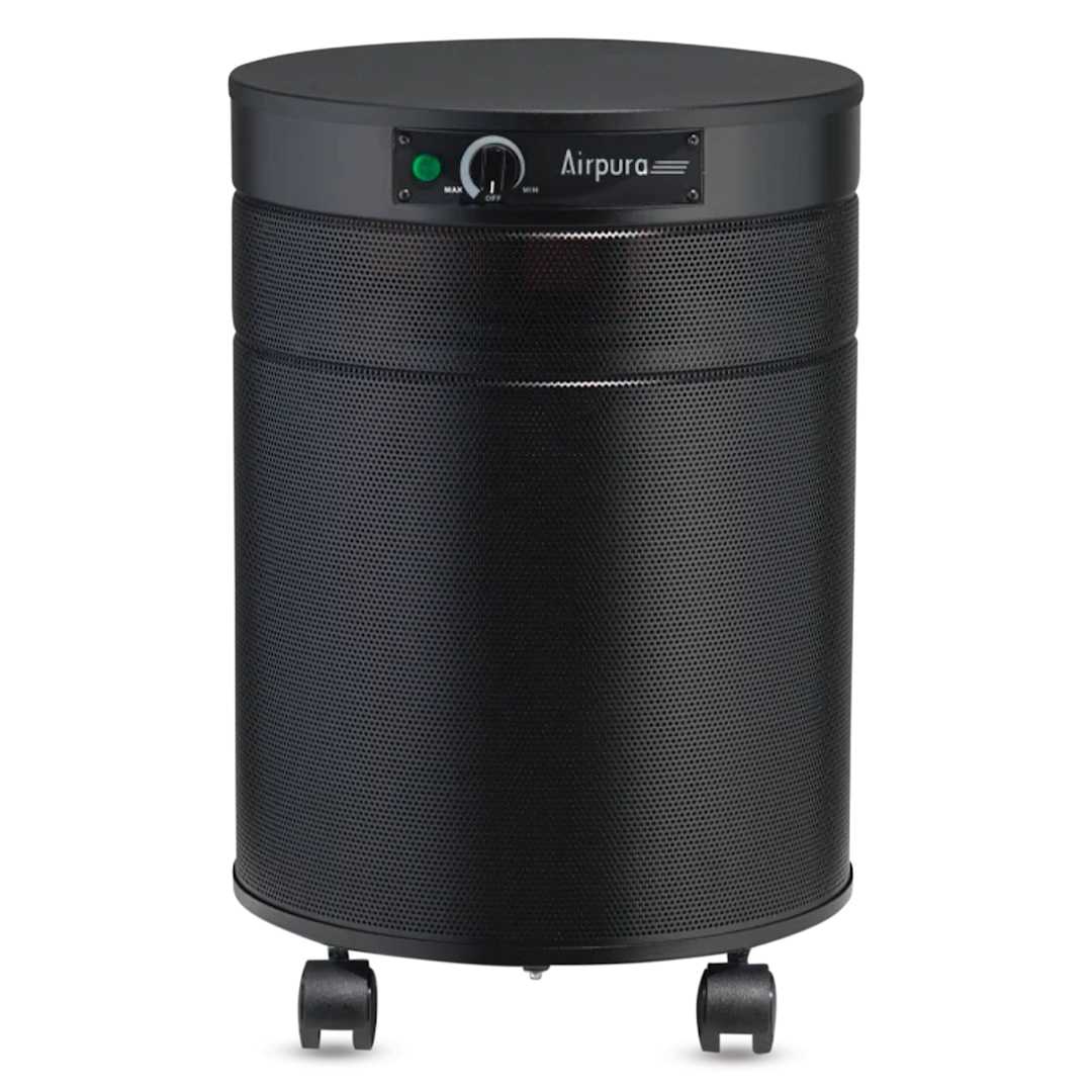 Open in modal - Airpura C600 DLX Air Purifier - Black, front view. 