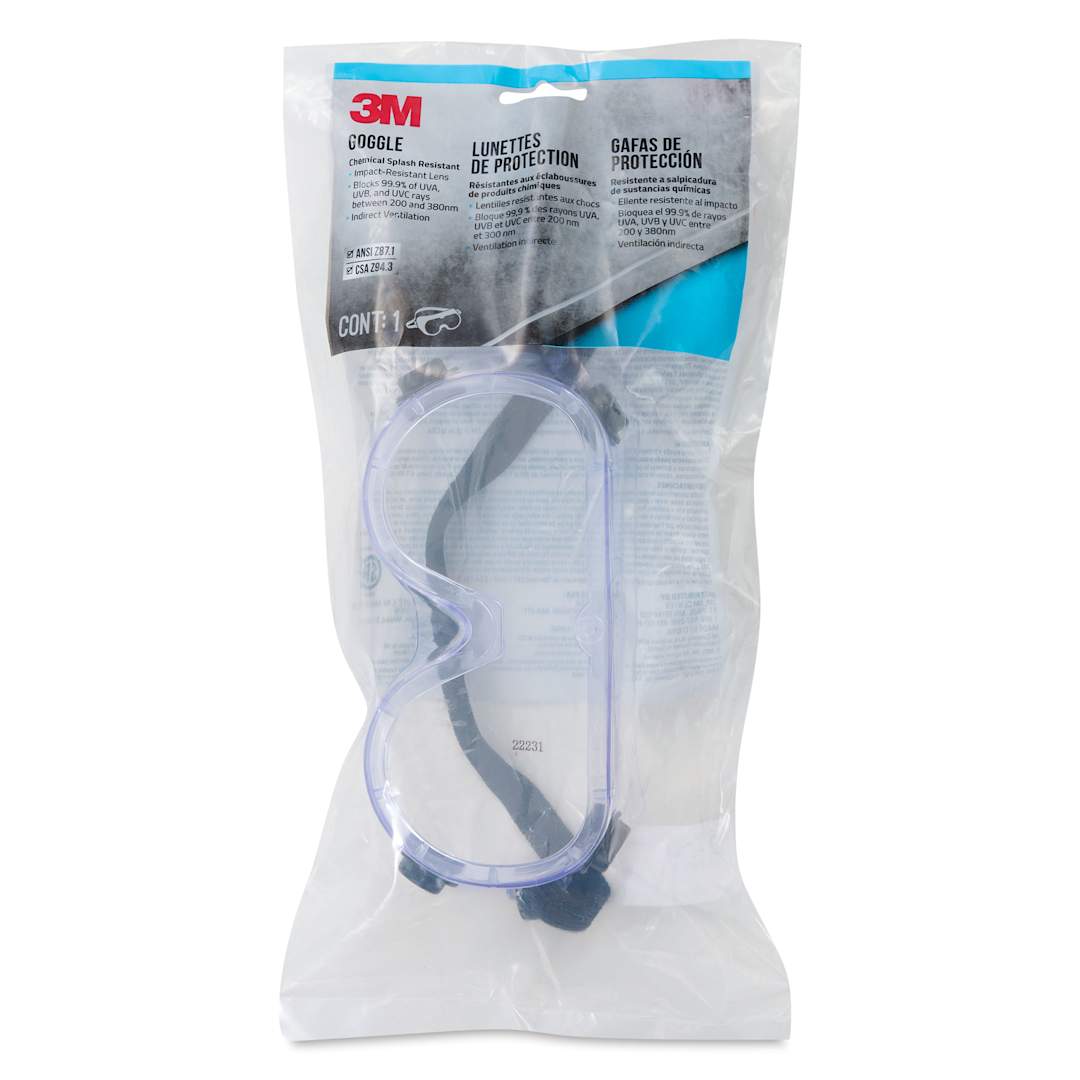 Open in modal - 3M Chemical Splash Goggles, front of the packaging
