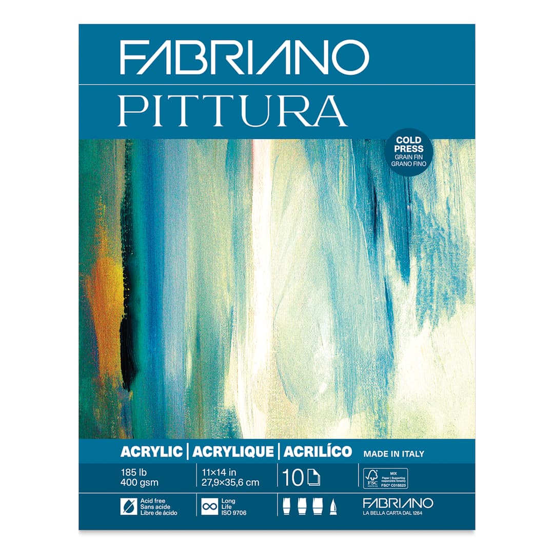 Open in modal - Fabriano Pittura Acrylic Paper Pad - 11" x 14", 185 lb, 10 Sheets