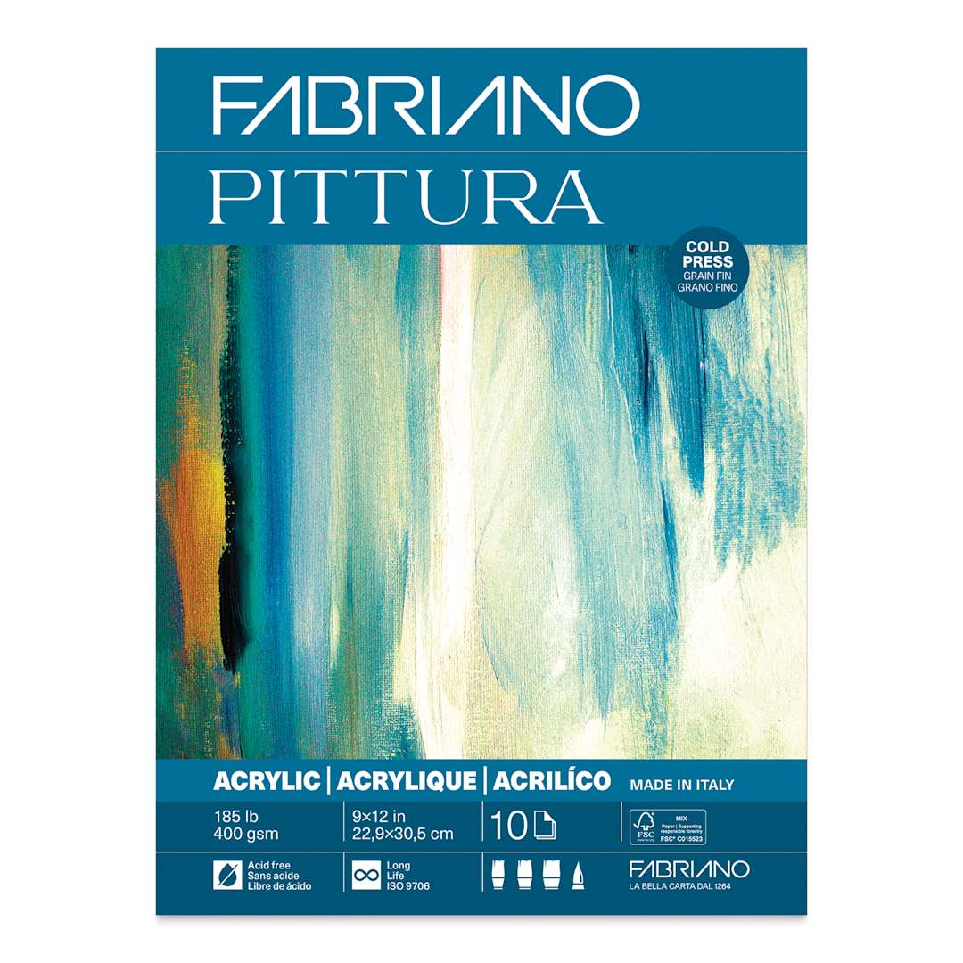Open in modal - Fabriano Pittura Acrylic Paper Pad - 9" x 12", 185 lb, 10 Sheets