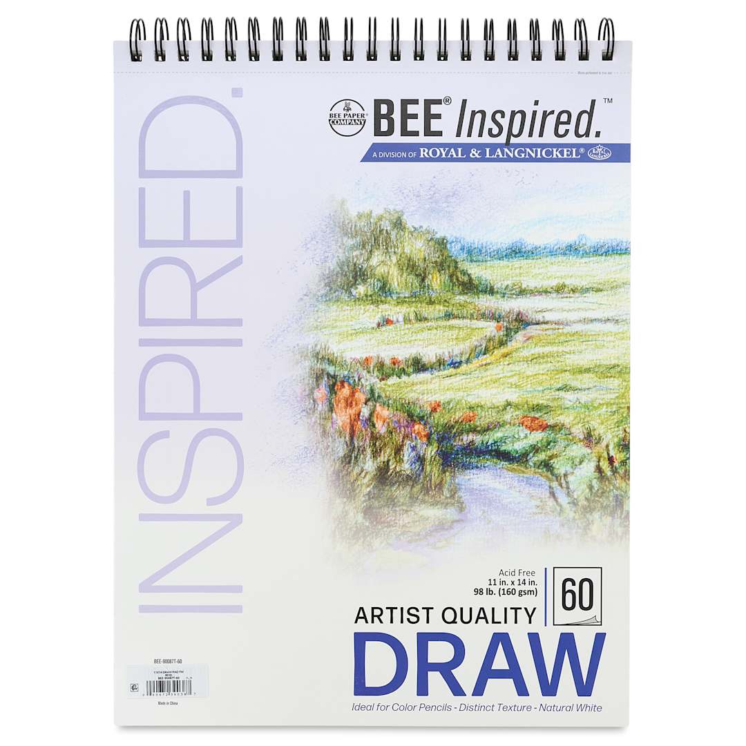 Open in modal - Bee Inspired Wirebound Drawing Pad - 11" x 14", front cover