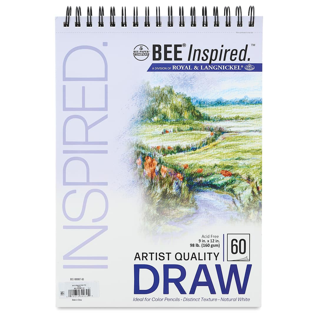 Open in modal - Bee Inspired Wirebound Drawing Pad - 9" x 12", front cover