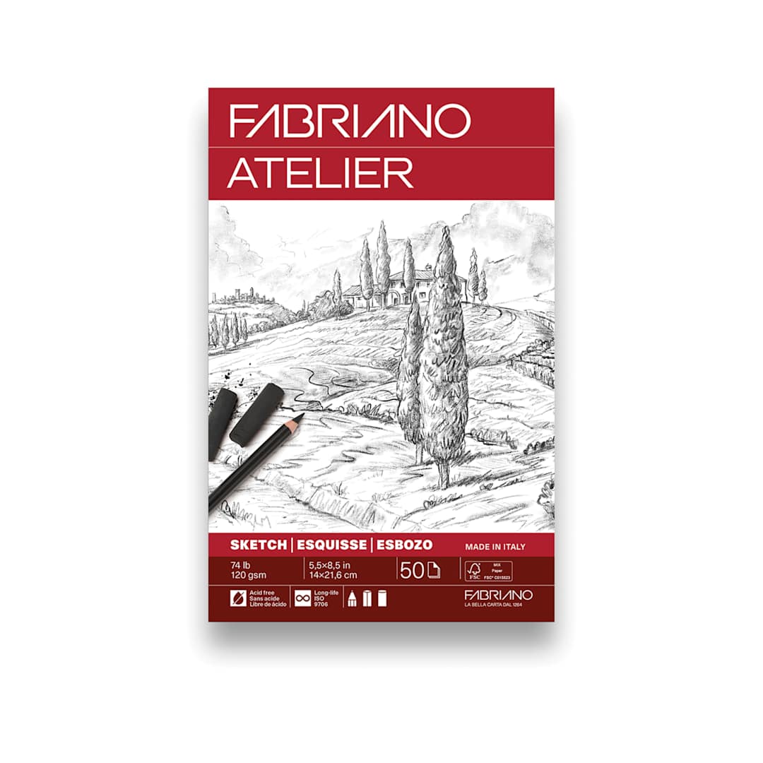 Open in modal - Fabriano Atelier Gluebound Sketch Pad - 5-1/2" x 8-1/2", 120 gsm, 50 Sheets