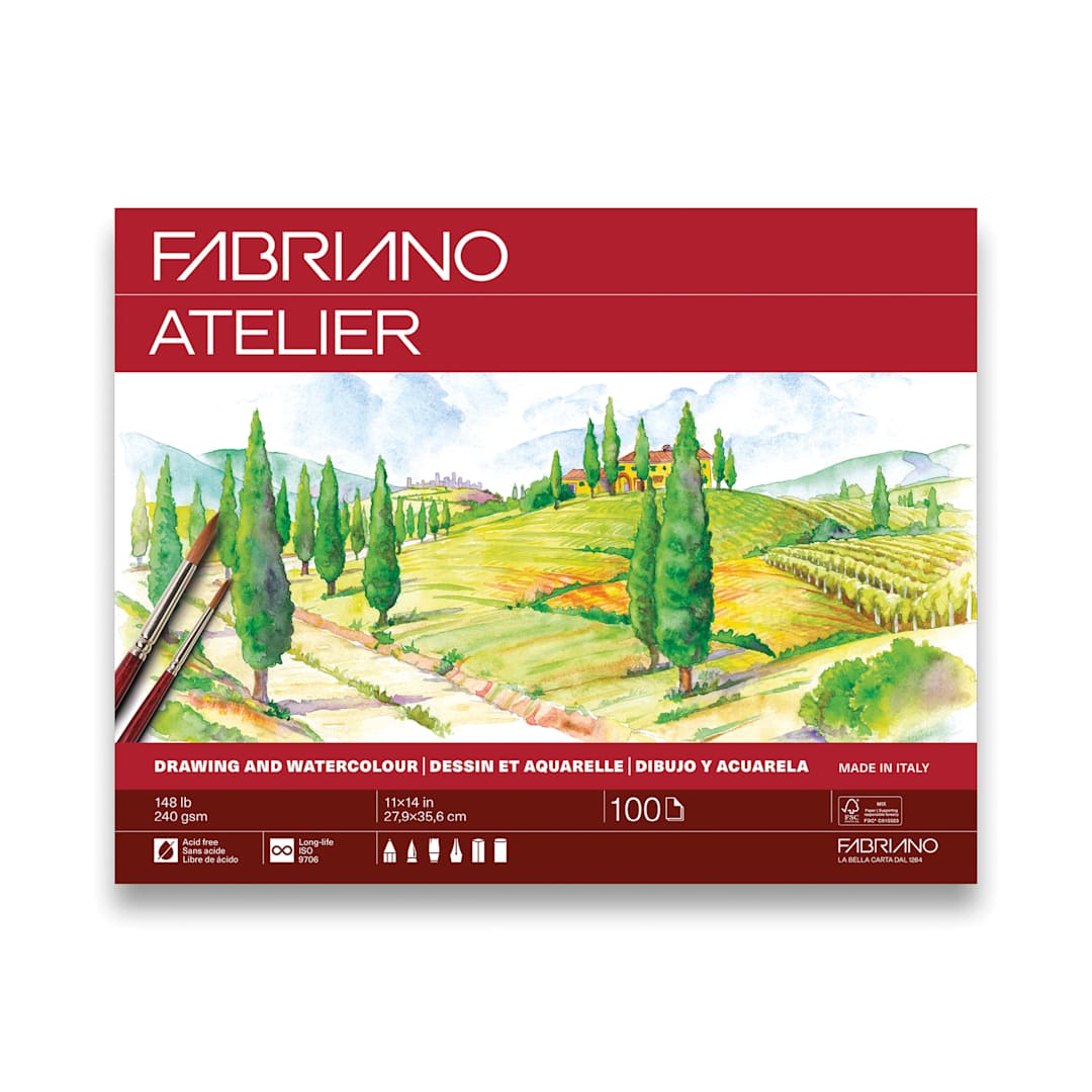 Open in modal - Fabriano Atelier Gluebound Sketch Pad - 11" x 14", 240 gsm, 100 Sheets