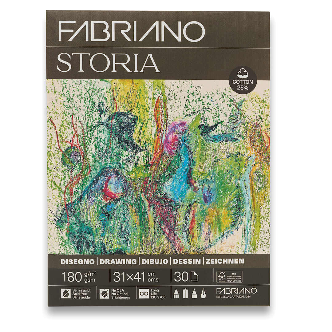 Open in modal - Fabriano Storia Gluebound Drawing Pad - 12" x 16", 180 gsm, 30 Sheets