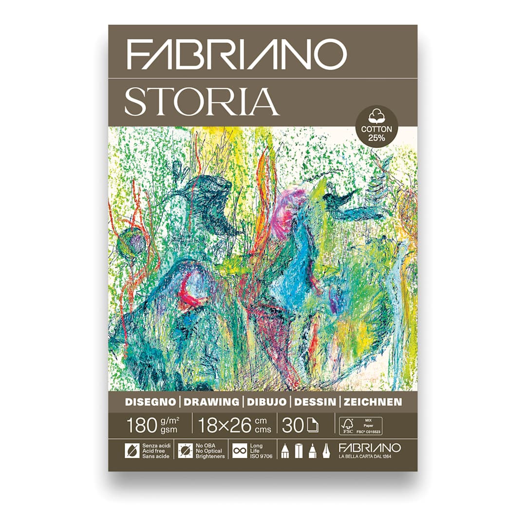 Open in modal - Fabriano Storia Gluebound Drawing Pad - 7" x 10", 180 gsm, 30 Sheets