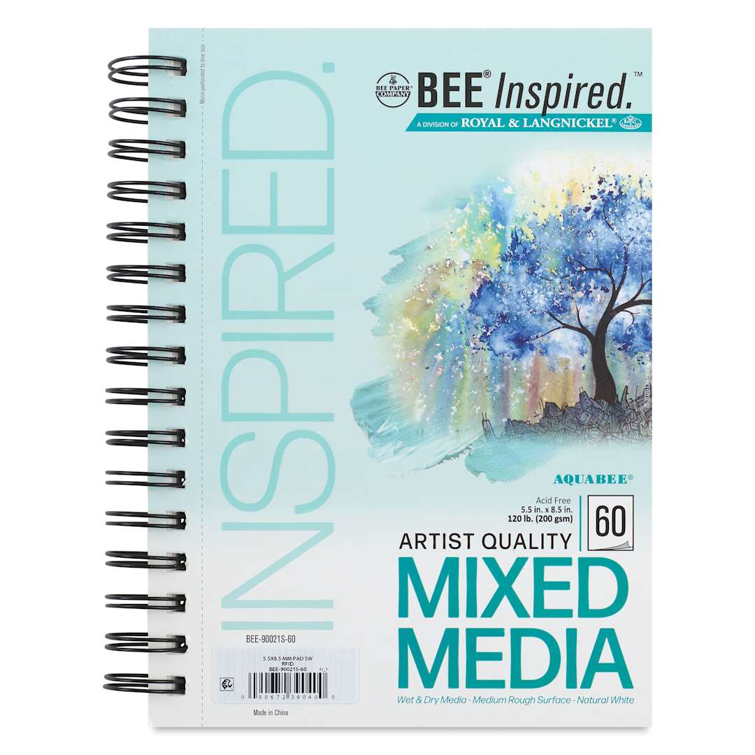 Open in modal - Bee Inspired Wirebound Mixed Media Artist Pad - 5-1/2" x 8-1/2", 60 Sheets, front cover