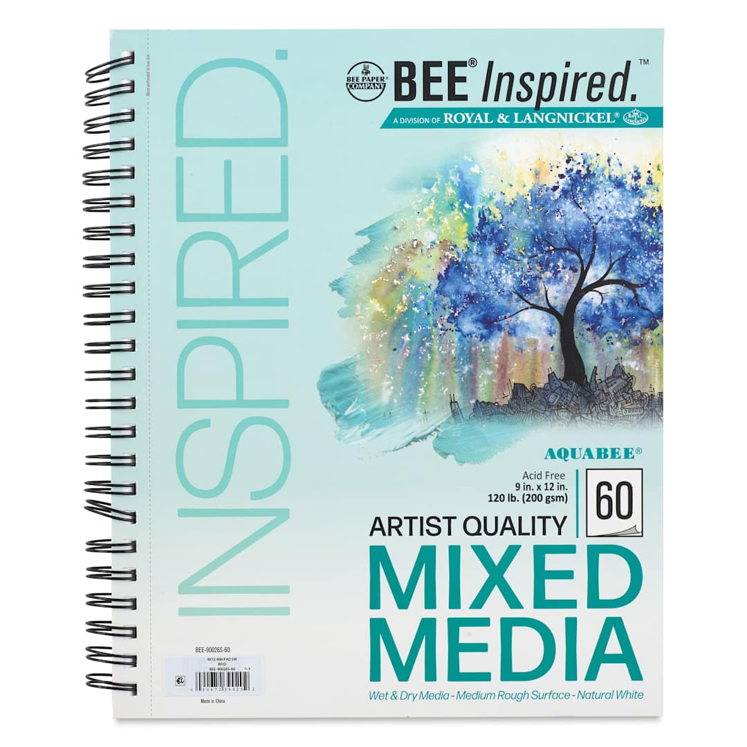 Open in modal - Bee Inspired Wirebound Mixed Media Artist Pad - 9" x 12", 60 Sheets, front cover