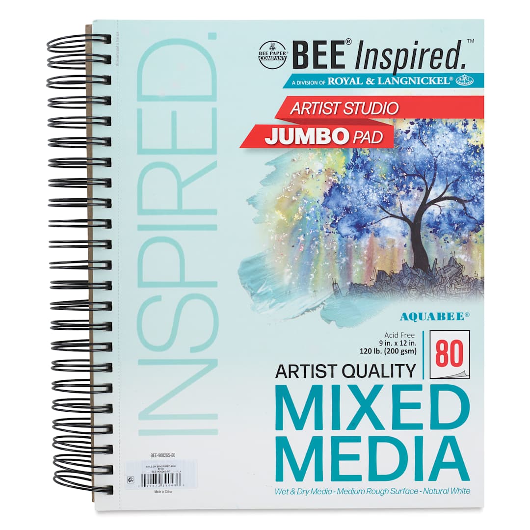 Open in modal - Bee Inspired Wirebound Mixed Media Artist Pad - 9" x 12", 80 Sheets, front cover