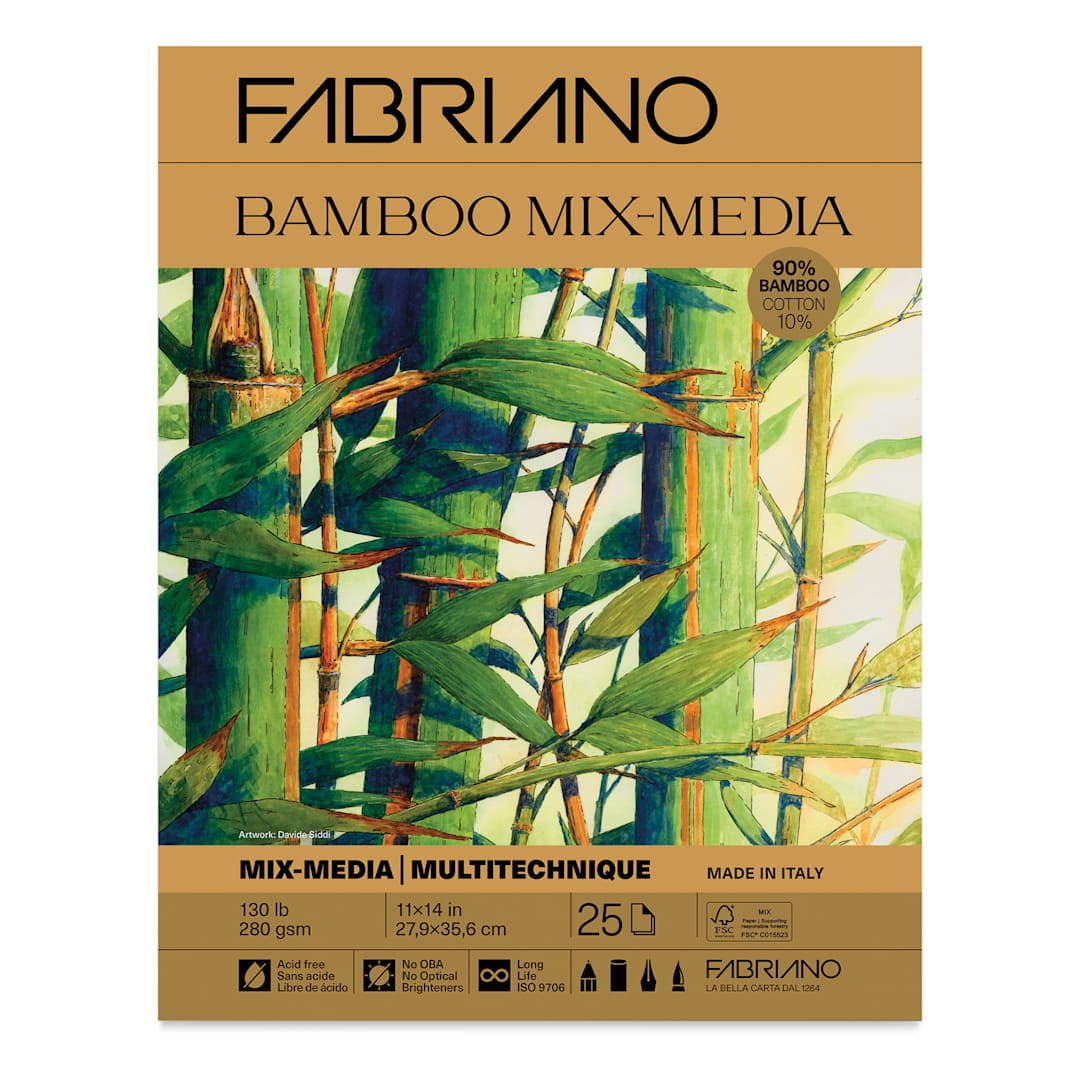 Open in modal - Fabriano Bamboo Mixed Media Paper Pad - 11" x 14", 130 lb, 25 Sheets