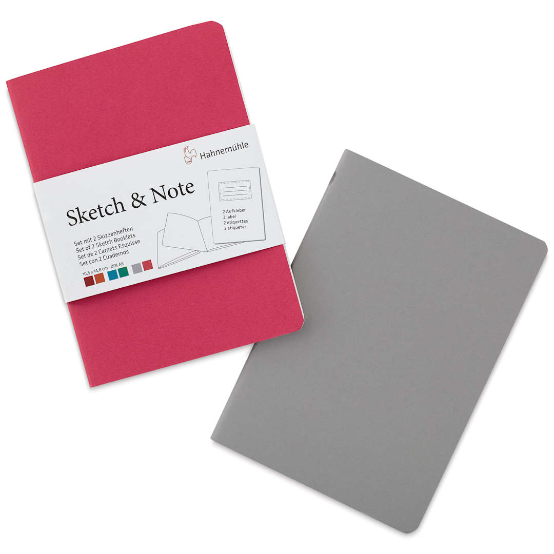 Open in modal - Hahnemühle Sketch and Note Booklets - Grey and Pink, 4.13" x 5.83", Pkg of 2