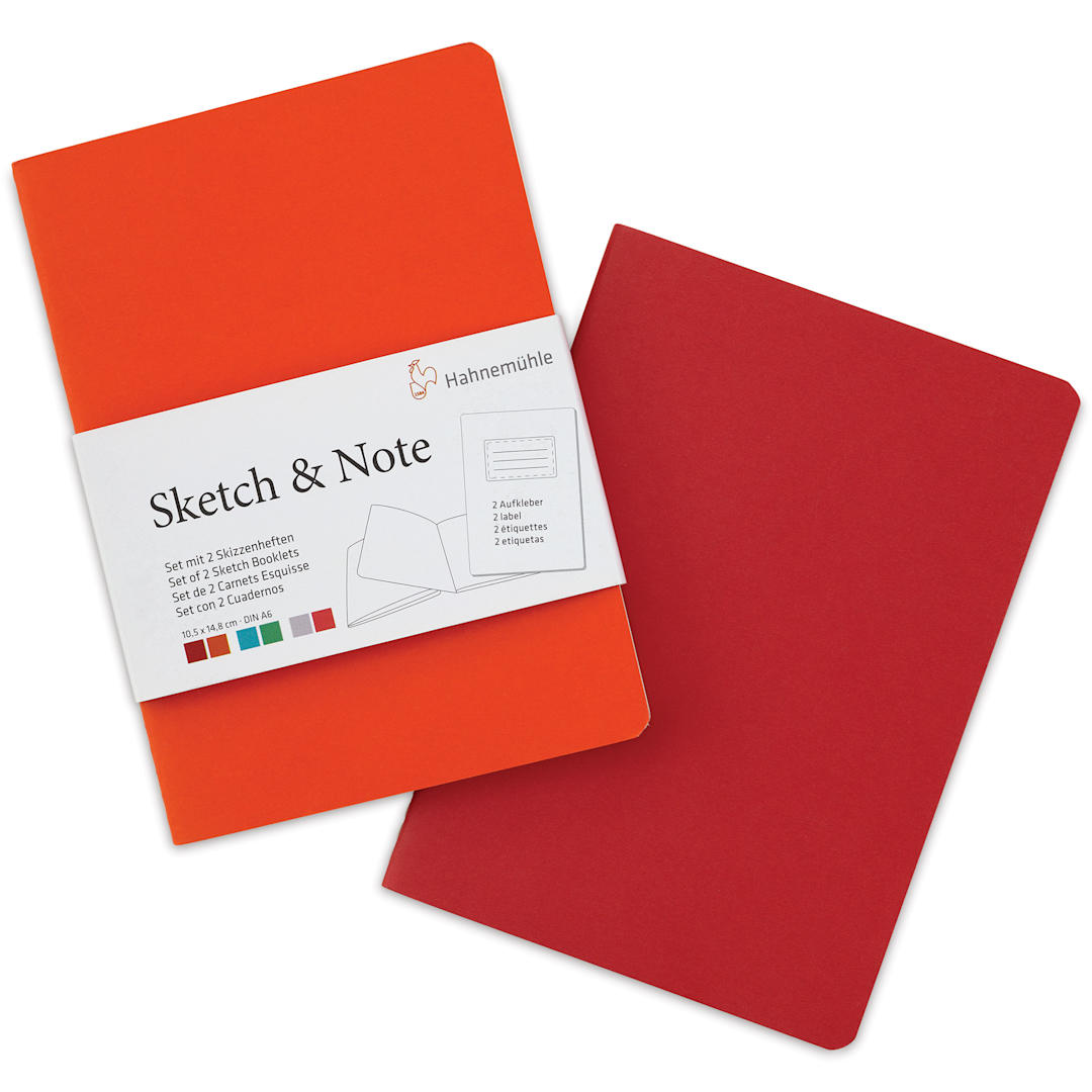 Open in modal - Hahnemühle Sketch and Note Booklets - Red and Orange, 4.13" x 5.83", Pkg of 2