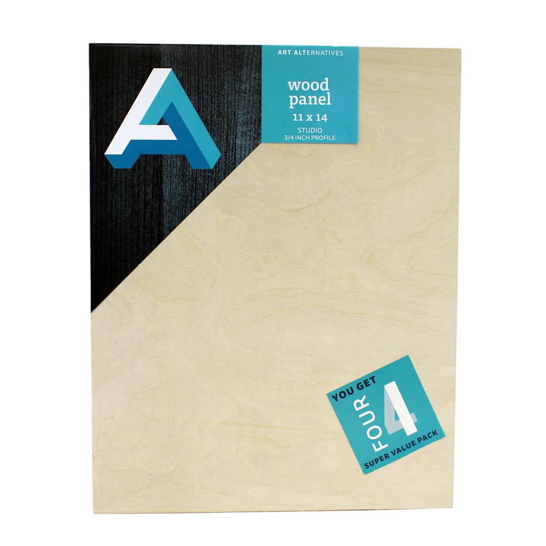 Open in modal - Art Alternatives Classic Wood Panel Value Pack, Studio, .75 in Profile, 11 in x 14 in, 4/Pkg.