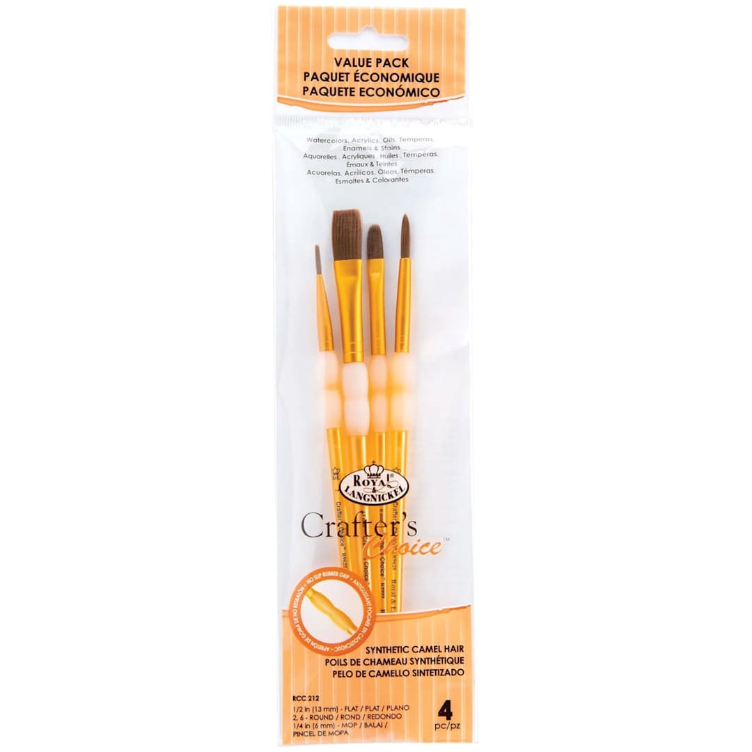 Open in modal - Royal Brush Crafter's Choice All-Purpose Camel Hair Brush Set of 4