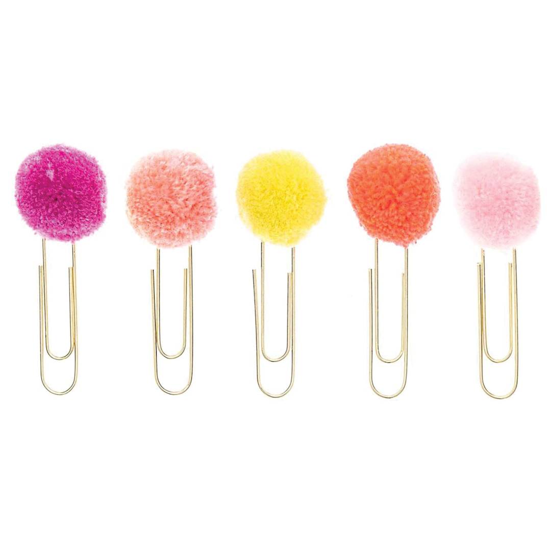 Open in modal - Specialty Paper Clip Sets Pompom - Pink, 5/Pkg.