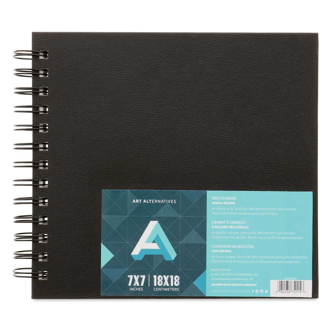 Open in modal - Art Alternatives Spiral-Bound Sketchbook - Square, 80 Sheets, White, 7" x 7"