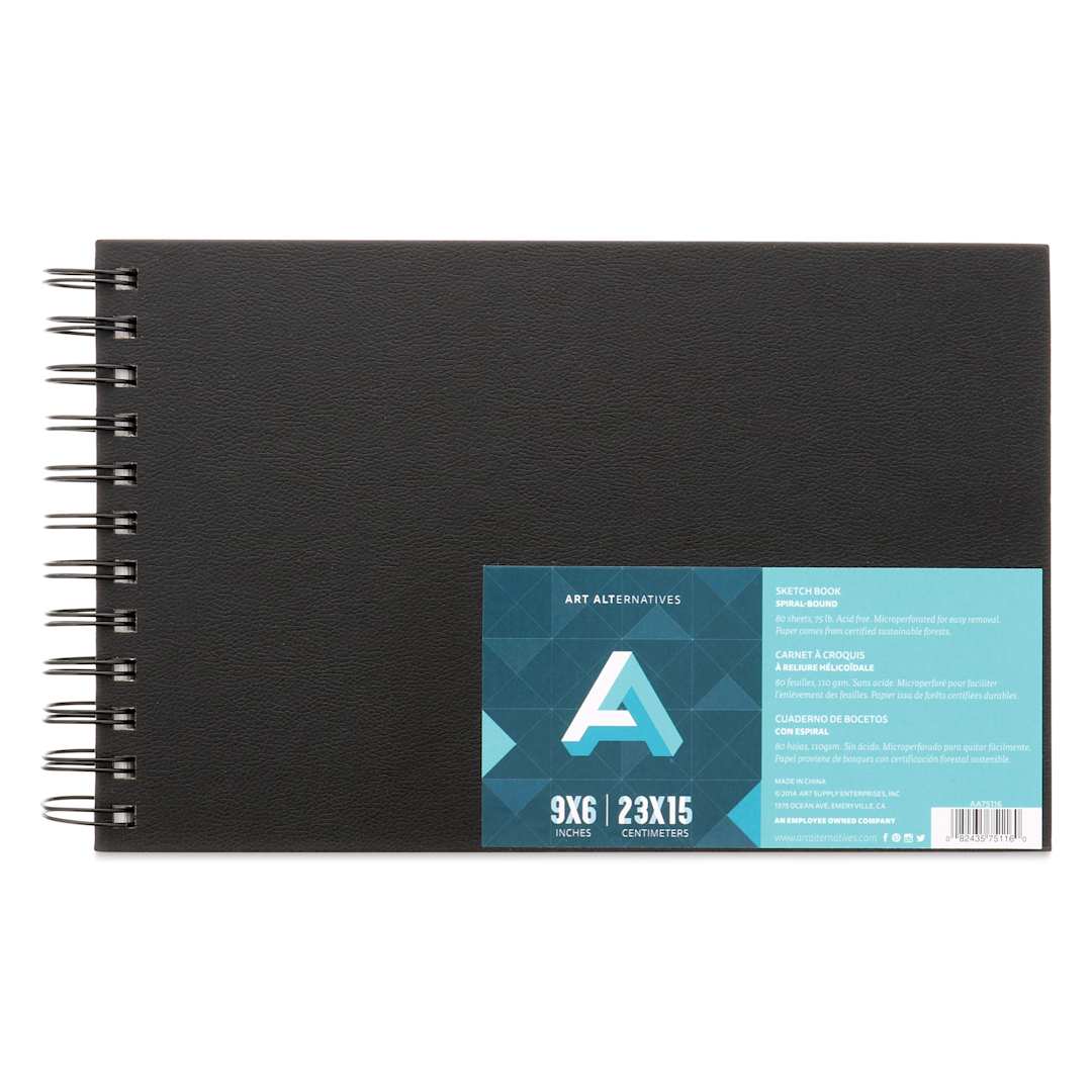 Open in modal - Art Alternatives Spiral-Bound Sketchbook - Landscape, 80 Sheets, White, 6" x 9"