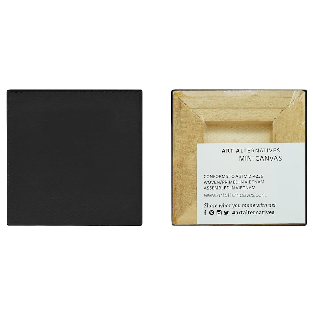 Open in modal - Art Alternatives Mini Canvas - 3" x 3", Black, front and back of canvas