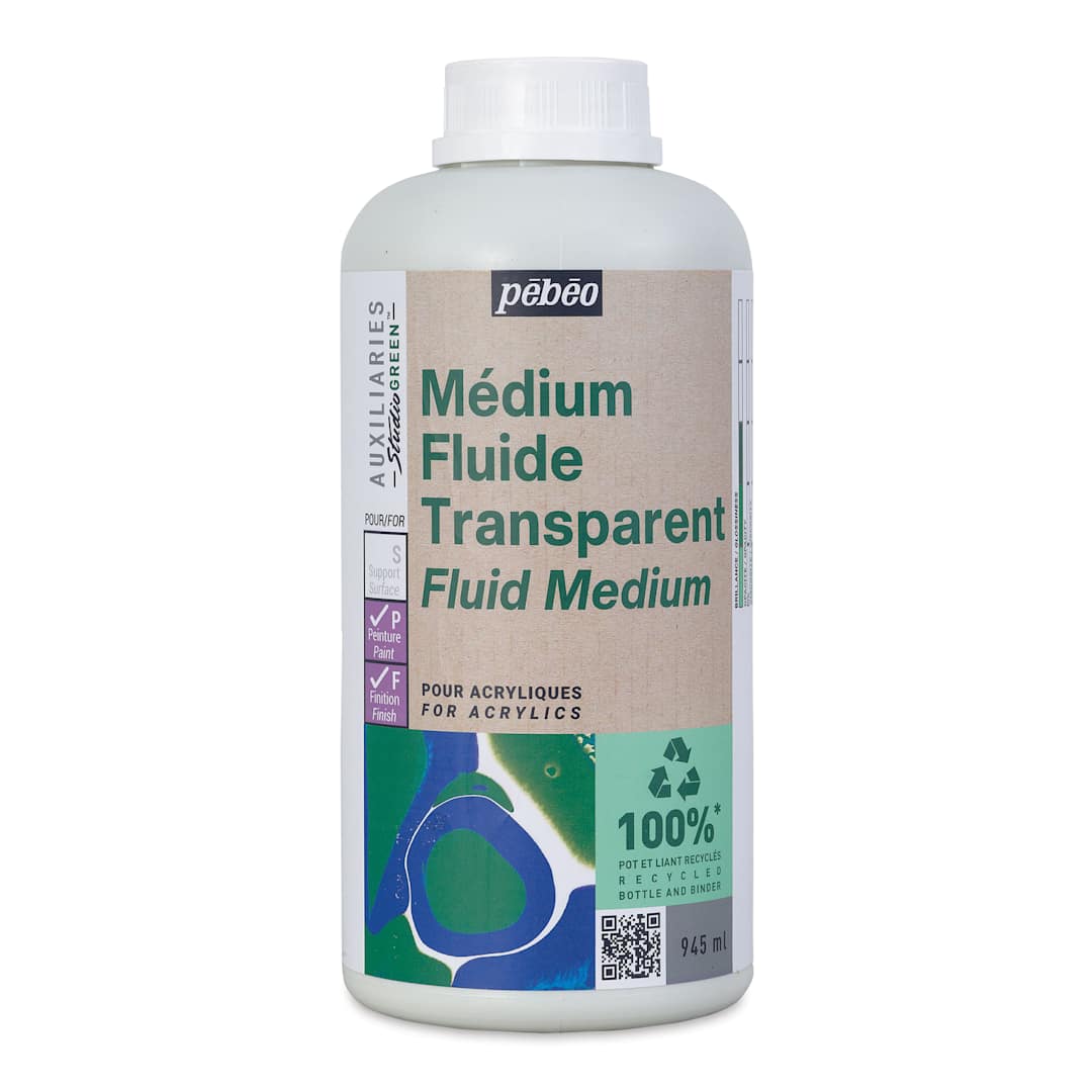 Open in modal - Pebeo Studio Green Transparent Fluid Acrylic Medium - 945 ml
