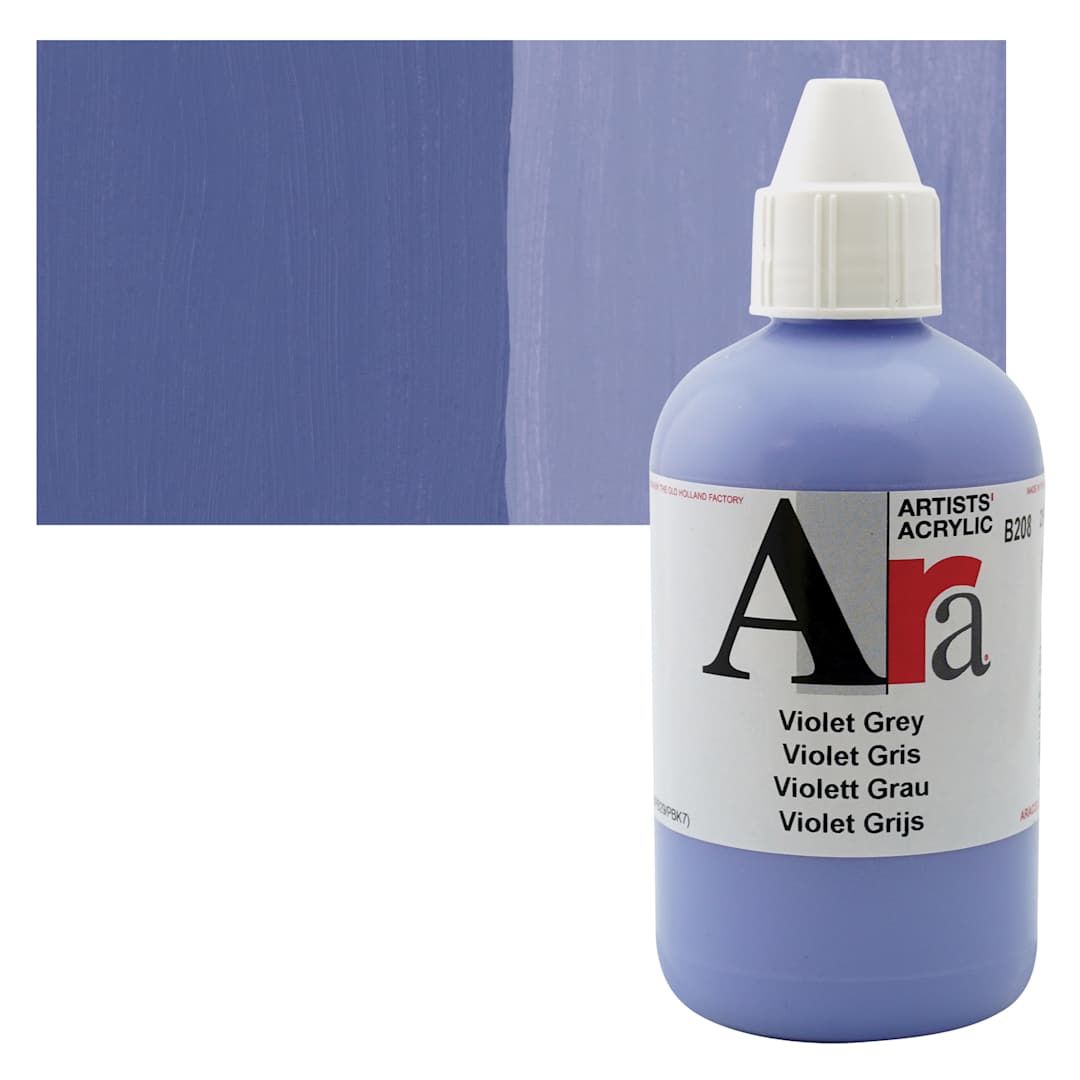 Open in modal - Ara Artists’ Acrylic Paint - Violet Grey, 250 ml bottle and swatch