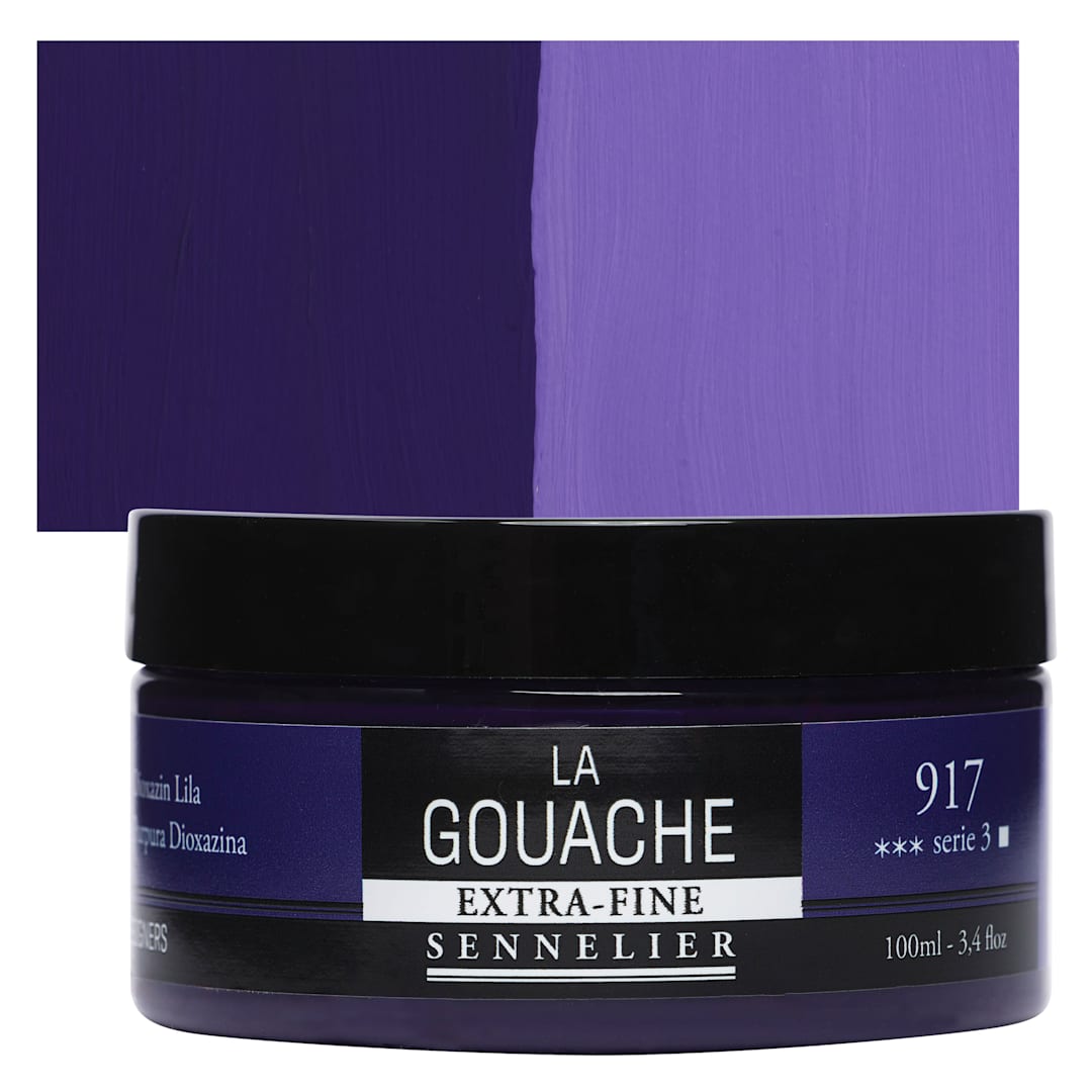 Open in modal - Sennelier Extra Fine Gouache - Dioxazine Purple, 100 ml Jar and swatch