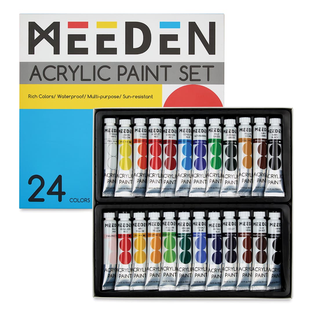 Open in modal - Meeden Acrylic Paints - Set of 24, 12 ml tubes