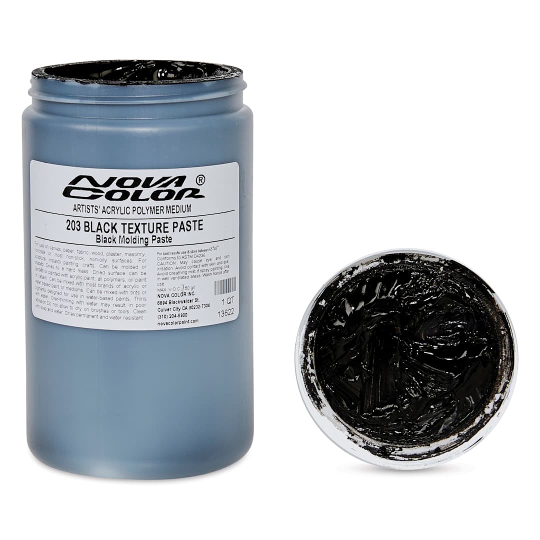 Open in modal - Nova Color Tintable Acrylic Texture Paste - 203 Heavy Black Texture Paste, 32 oz Jar
