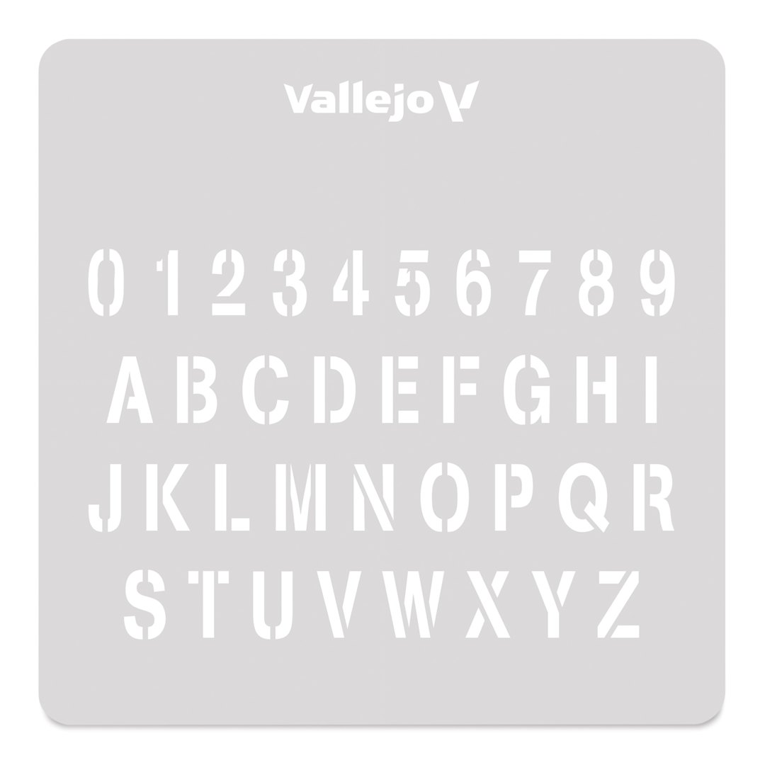 Open in modal - Vallejo Letters and Numbers Hobby Stencil - Alphabet