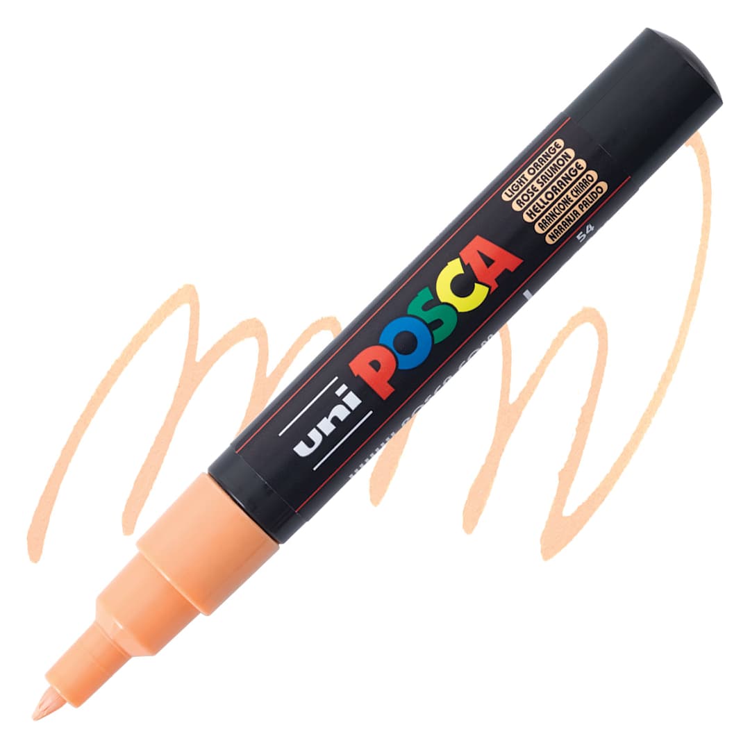 Open in modal - Posca Paint Marker - Light Orange, X-Fine, Bullet Tip, 0.7 mm - marker and swatch