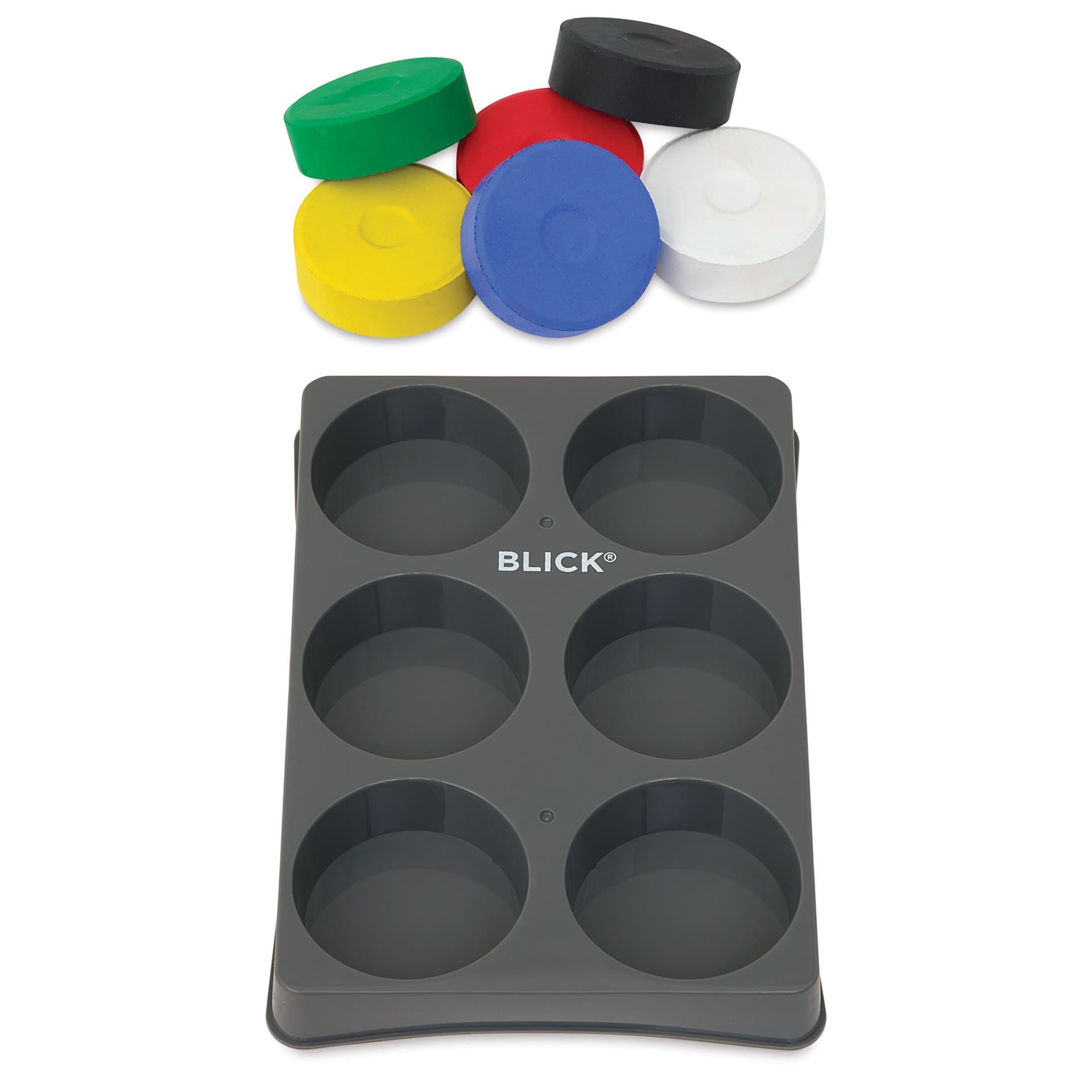 Blick Essentials Tempera Cakes - Set of 6, Large Cakes in Tray, cakes and tray