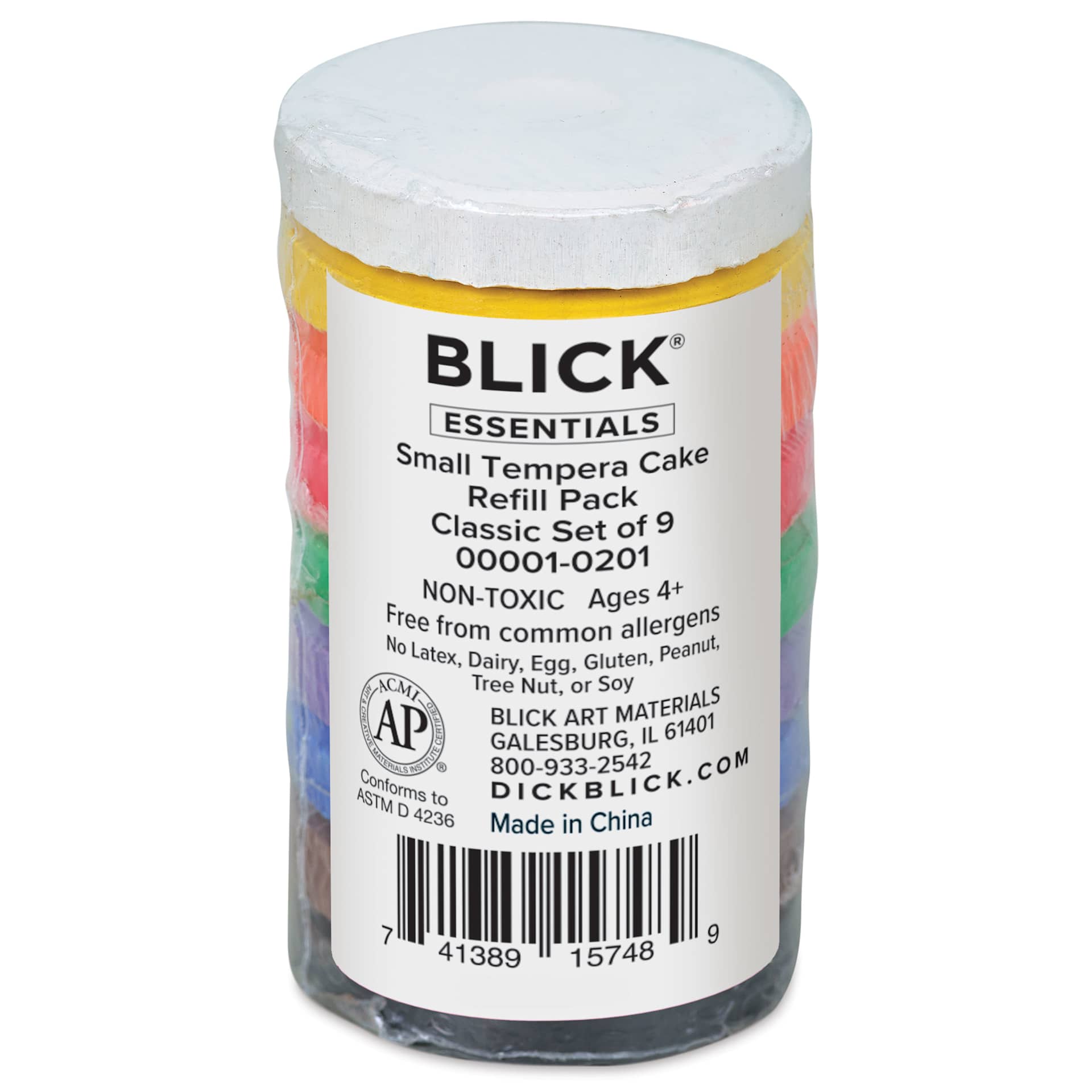 Blick Essentials Tempera Cakes - Set of 9, Small, Classic Colors, packaging
