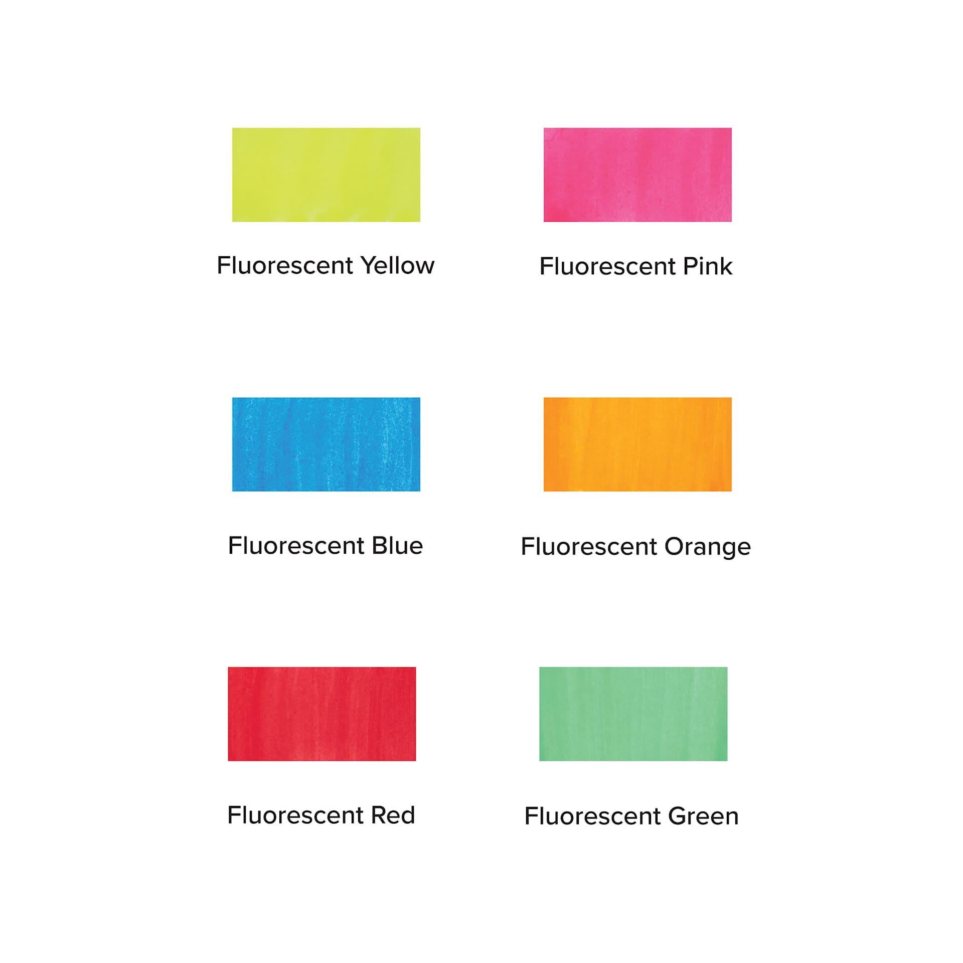 Blick Essentials Tempera Cakes - Set of 6 with Tray, Small, Fluorescent Colors, swatches