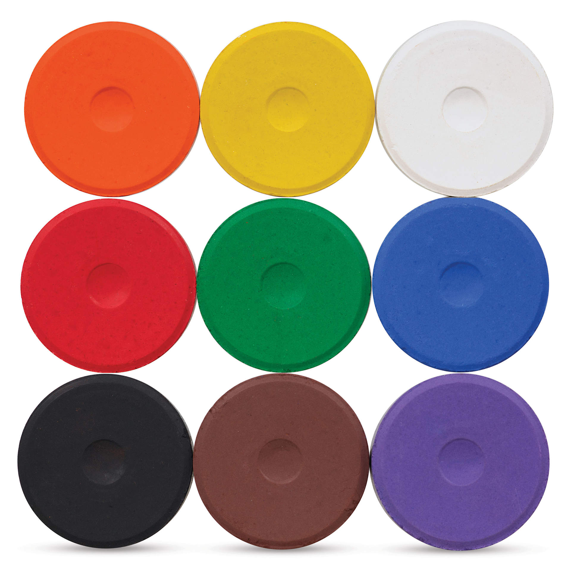 Blick Essentials Tempera Cakes - Set of 9, Medium, Classic Colors, out of packaging side by side