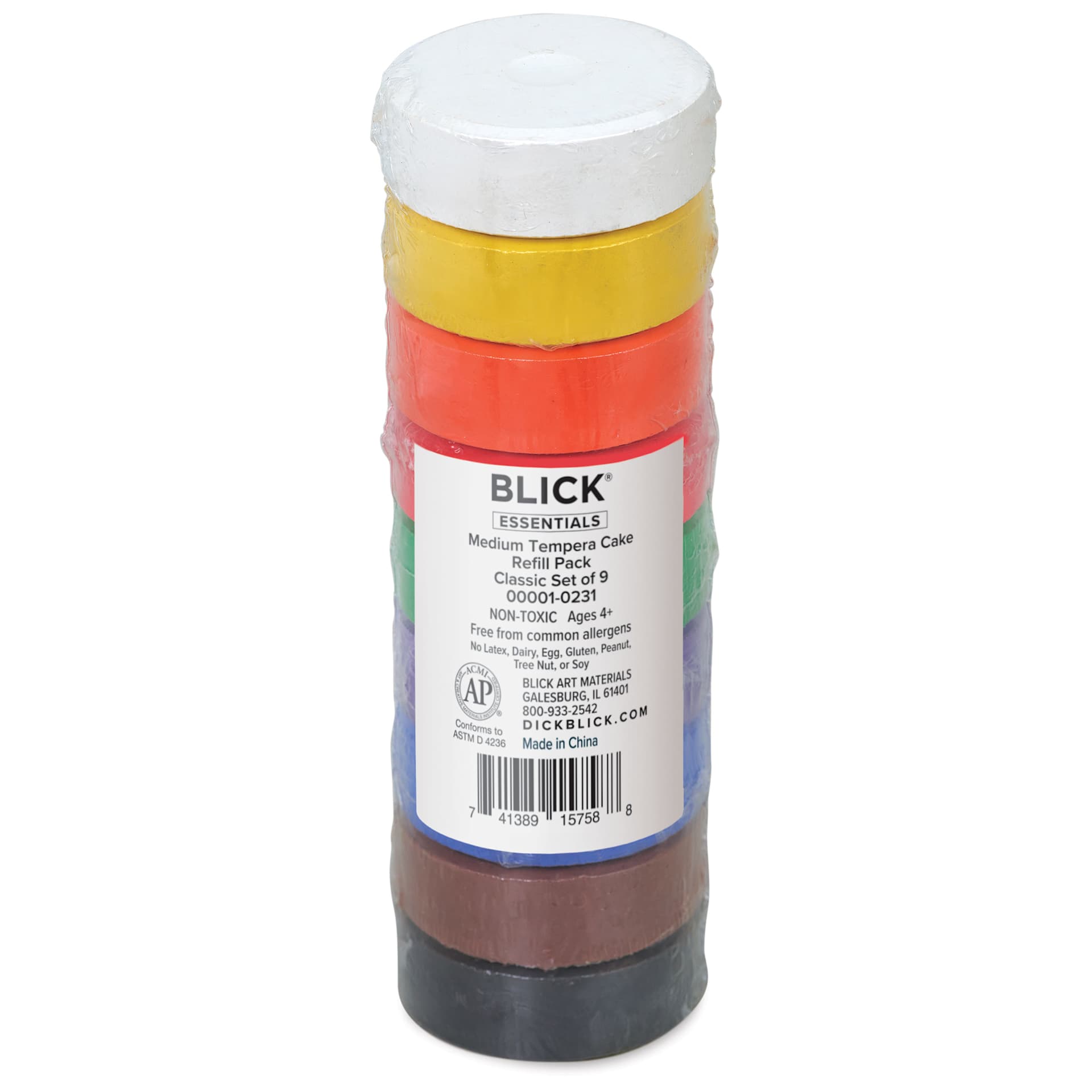 Blick Essentials Tempera Cakes - Set of 9, Medium, Classic Colors, packaging