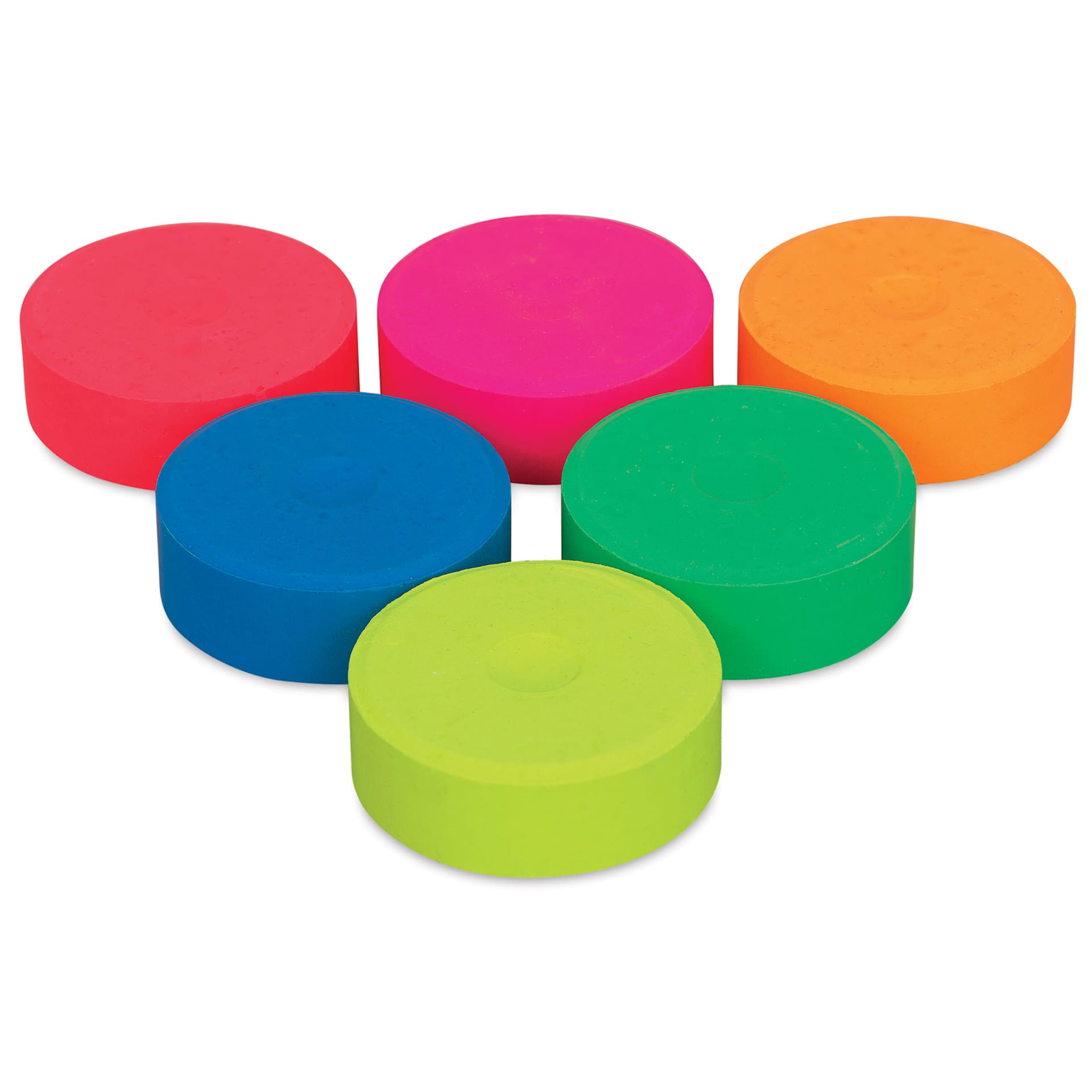 Blick Essentials Tempera Cakes - Set of 6, Medium, Fluorescent Colors, out of packaging