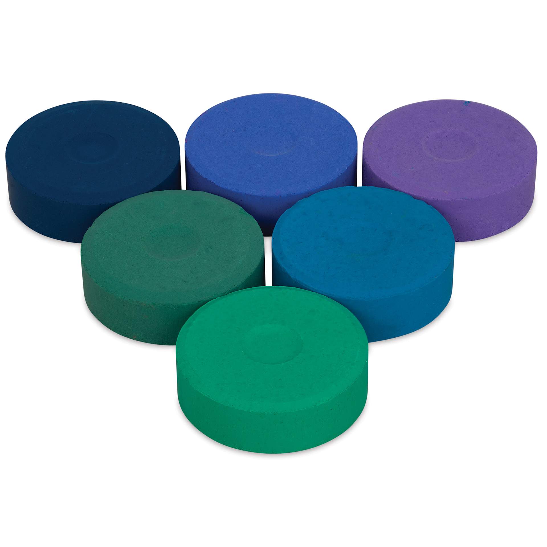 Blick Essentials Tempera Cakes - Set of 6, Large, Cool Colors, out of packaging